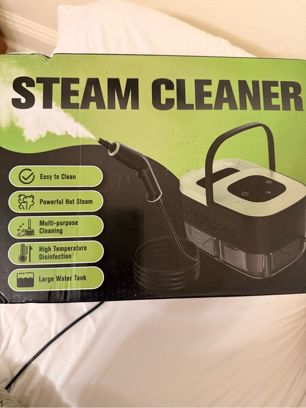 Portable Black and Green Steam Cleaner - Home Cleaning Solution